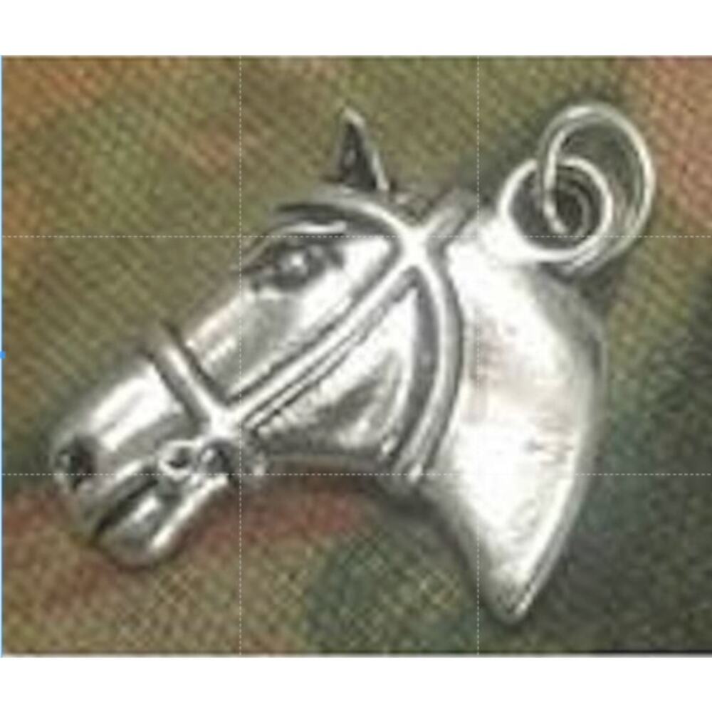 Horse Head pendant  Silver Tone Equine Equestrian New Two Sided Cowboy Cowgirl‎